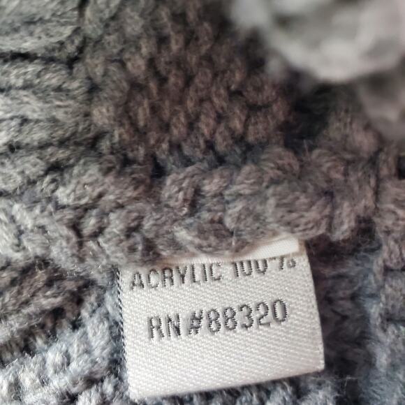 CC Beanie Slouchy Cable Knit Oversized Fold Cuff Hat Cap Grey - Picture 4 of 5